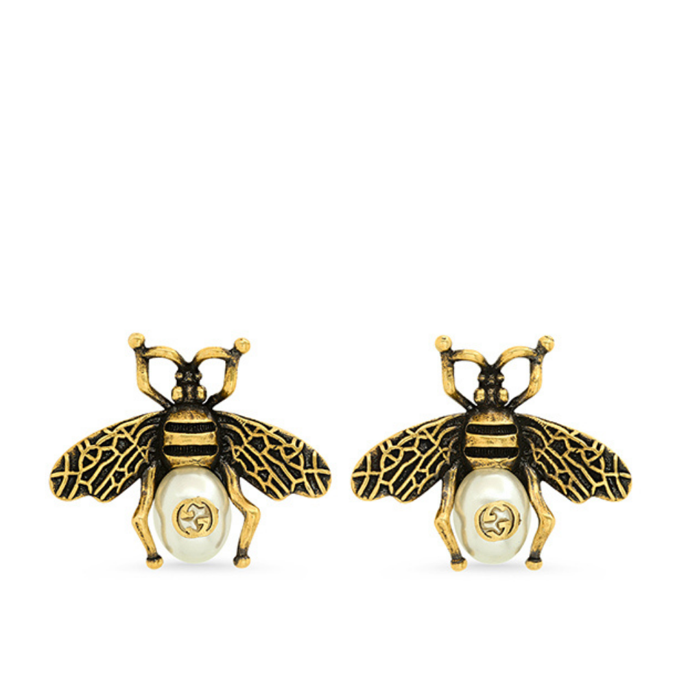 Gvc*1 Gg Bee Pearl Gold Earrings