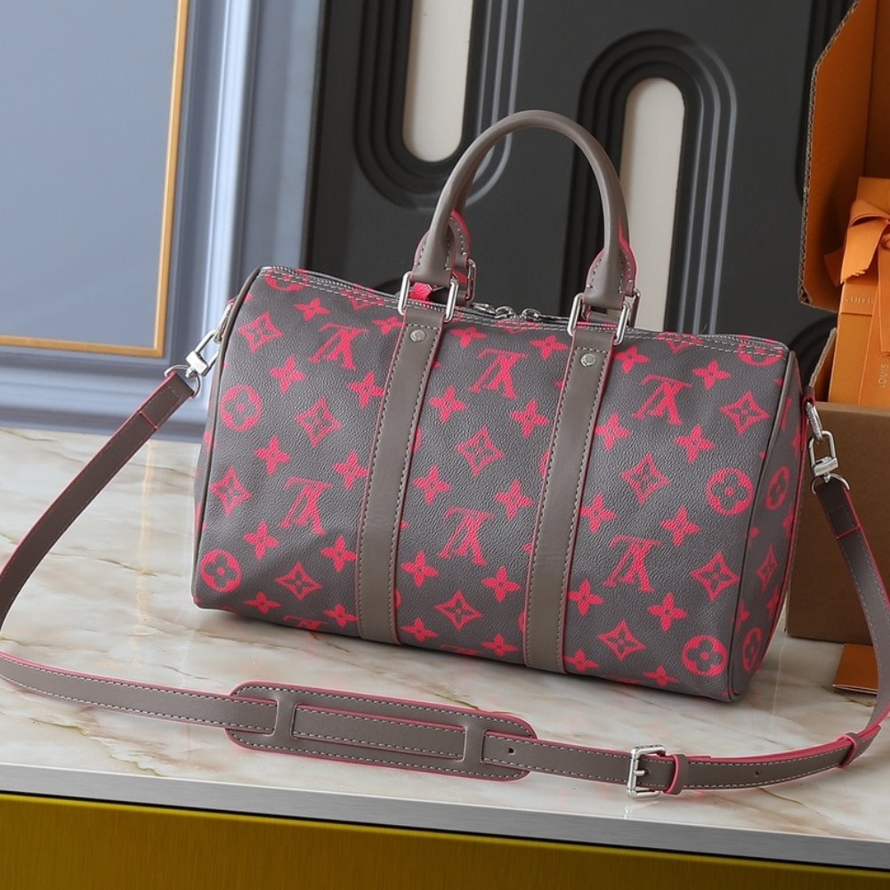 L0vis Vvtt0n Keepall Bandoulière 35 Gray And Pink 34Cm M15023