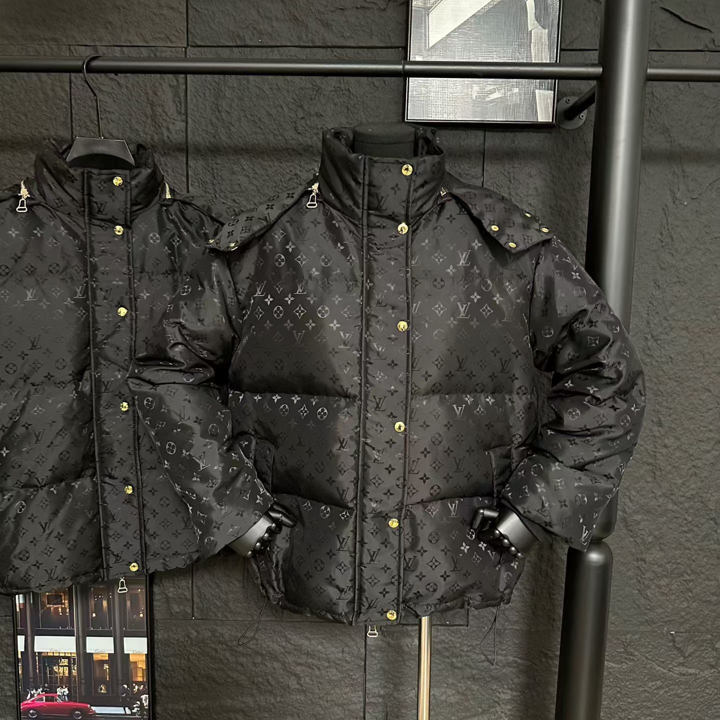 L0vis Vvtt0n Monogram Puffer Jacket Black 1Agaem