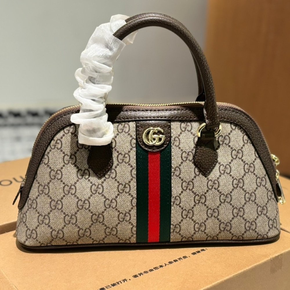 Gvc*1 Ophidia Small Top Handle Bag Beige And Ebony 30Cm