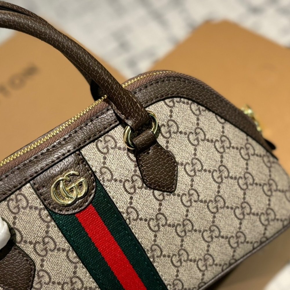 Gvc*1 Ophidia Small Top Handle Bag Beige And Ebony 30Cm
