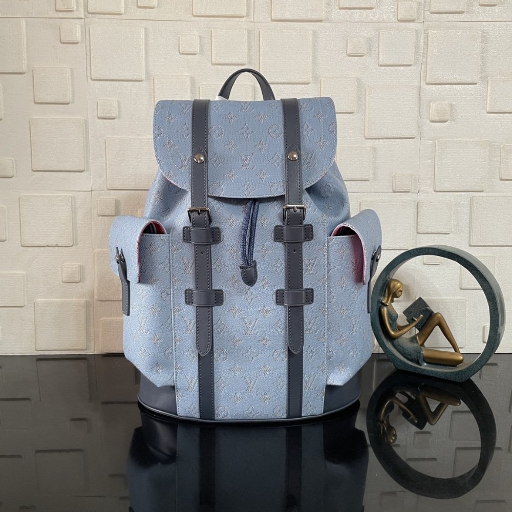 [S*per Vip 1:1] L0vis Vvtt0n Christopher MM Backpack Monogram Heritage Blue 44Cm M14676