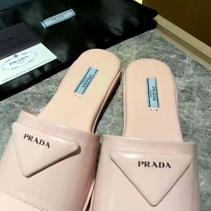 Pra*a Brushed Leather Slide In Pink