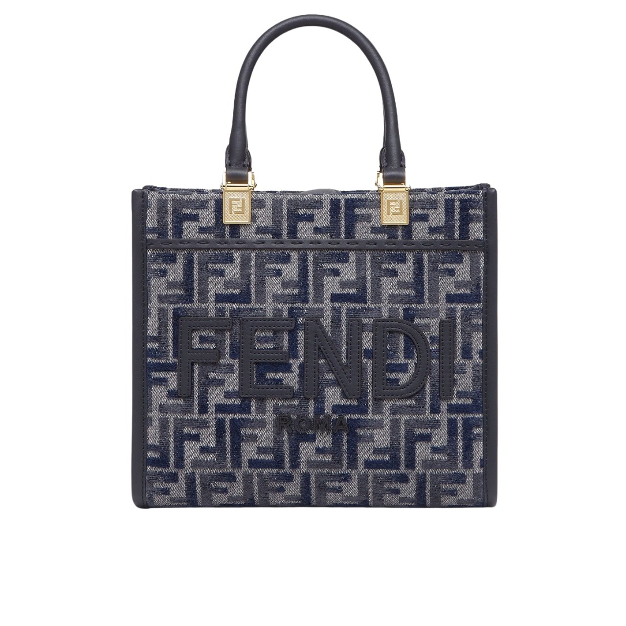 F**di Sunshine Small Ff Chenille Shopper Dark Blue 26Cm 8Bh394Asu0F1Pqk
