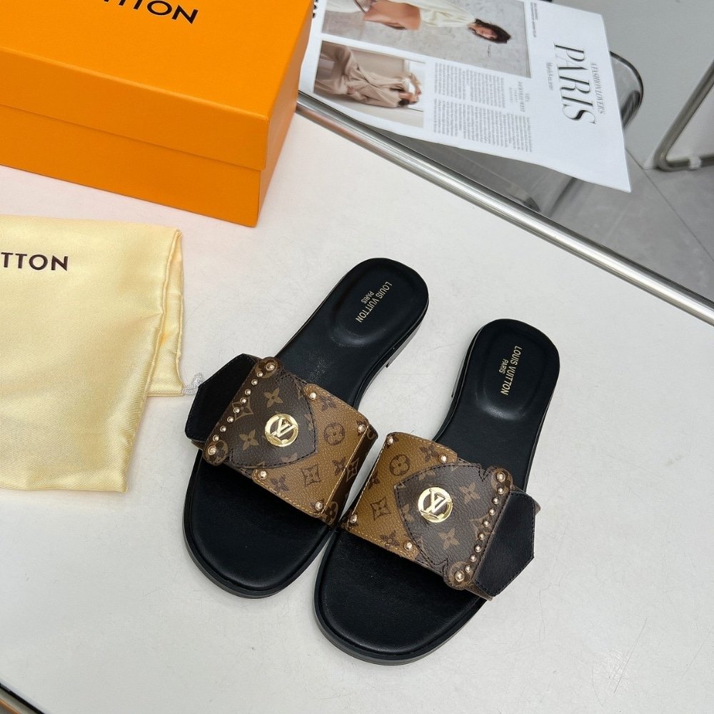 L0vis Vvtt0n Lv Frame Flat Mule Cacao 1Acxg4