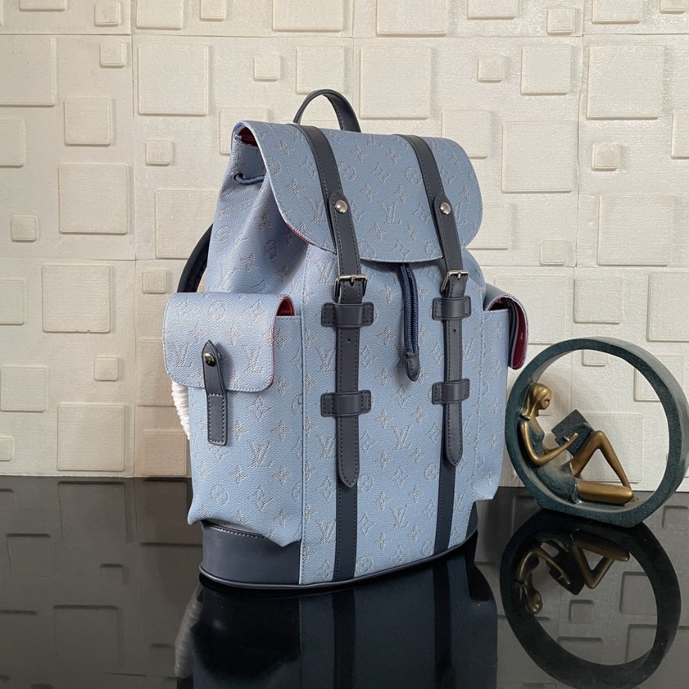 [S*per Vip 1:1] L0vis Vvtt0n Christopher MM Backpack Monogram Heritage Blue 44Cm M14676