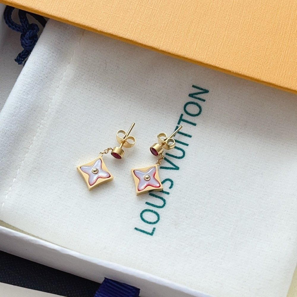 L0vis Vvtt0n Color Blossom Bb Star Earrings Red Gold