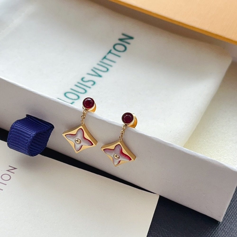 L0vis Vvtt0n Color Blossom Bb Star Earrings Red Gold