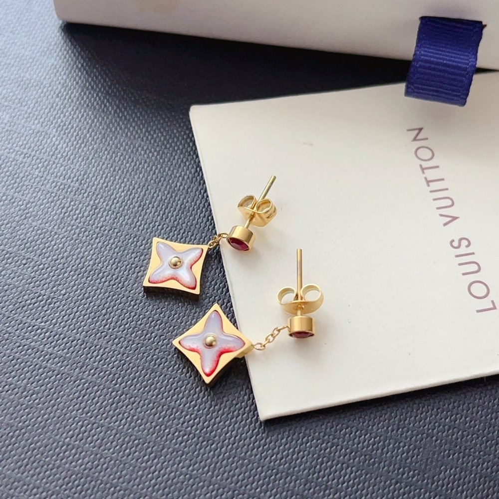 L0vis Vvtt0n Color Blossom Bb Star Earrings Red Gold