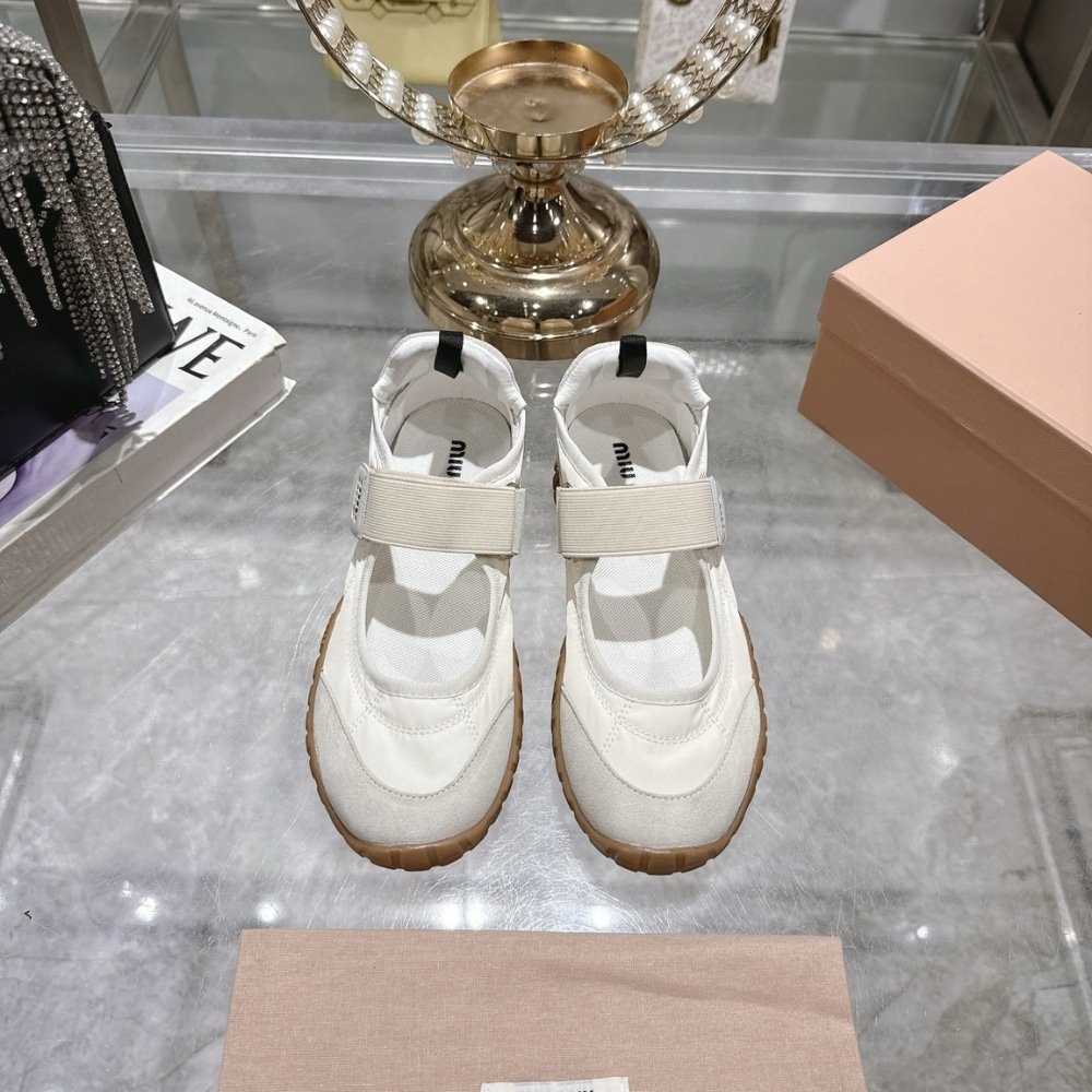 M1um1u Tyre Technical Fabric And Suede Ballerinas Ivory 5F416E D7C F0304 F 005