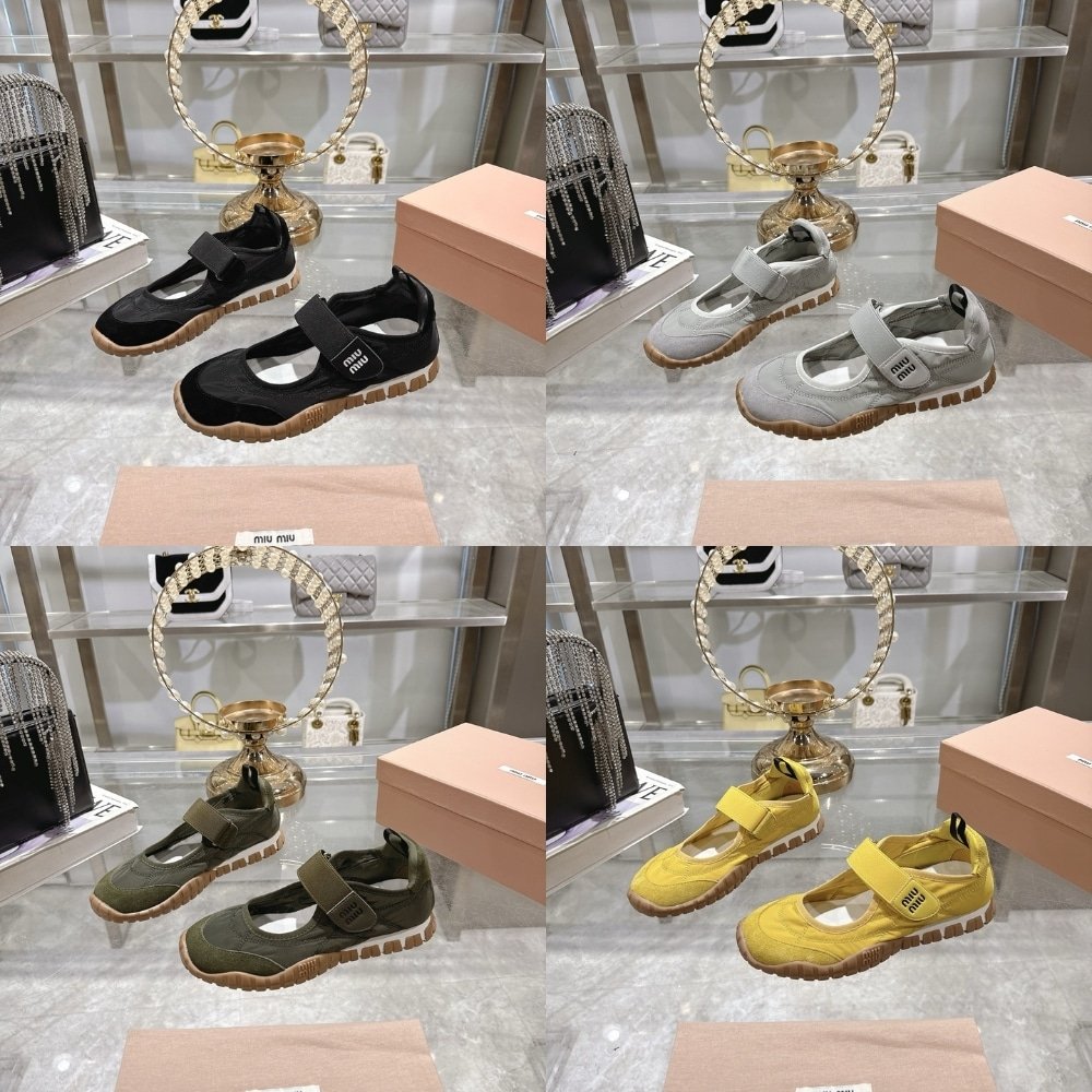 M1um1u Tyre Technical Fabric And Suede Ballerinas Ivory 5F416E D7C F0304 F 005