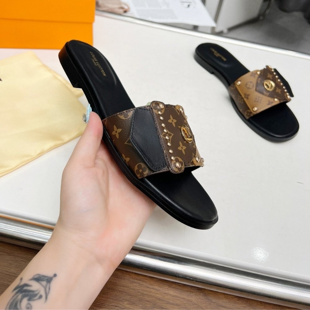 L0vis Vvtt0n Lv Frame Flat Mule Cacao 1Acxg4