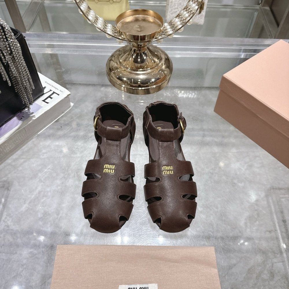 M1um1u Ruches Nappa Fisherman’s Sandals Briarwood 5E395E Efx F0Nbl F 005
