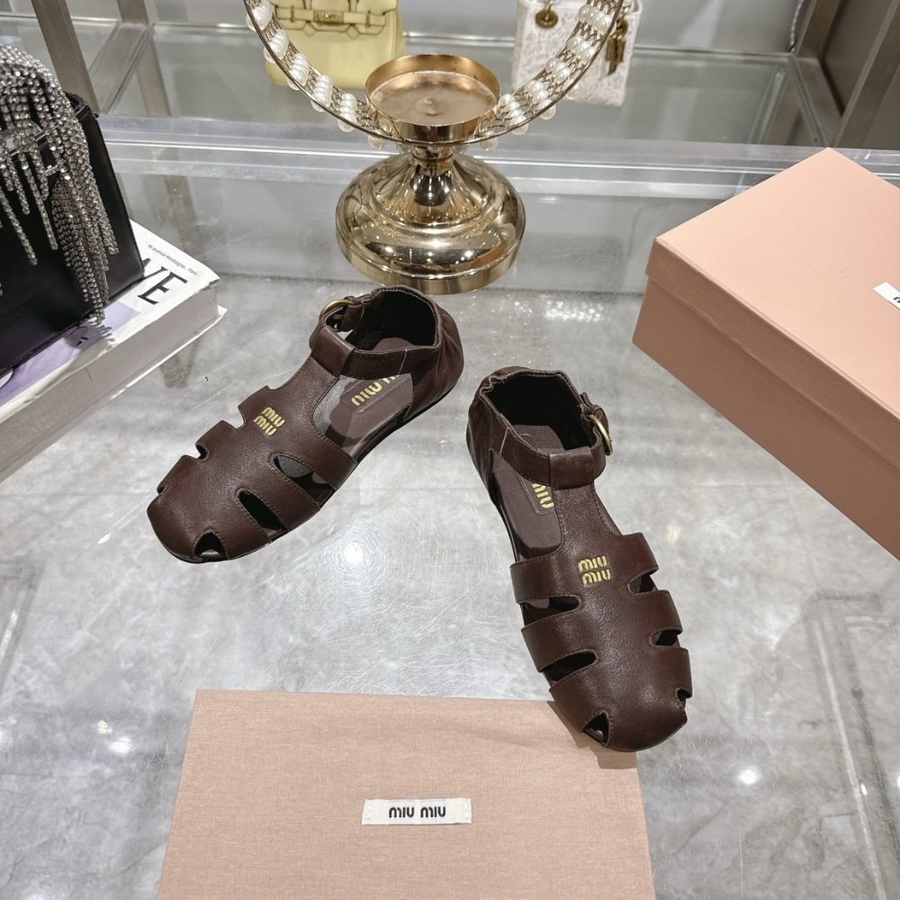 M1um1u Ruches Nappa Fisherman’s Sandals Briarwood 5E395E Efx F0Nbl F 005