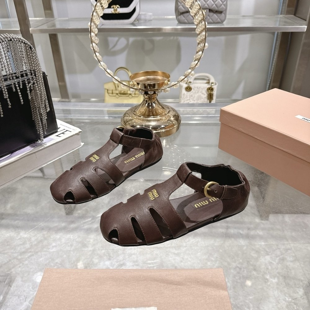 M1um1u Ruches Nappa Fisherman’s Sandals Briarwood 5E395E Efx F0Nbl F 005