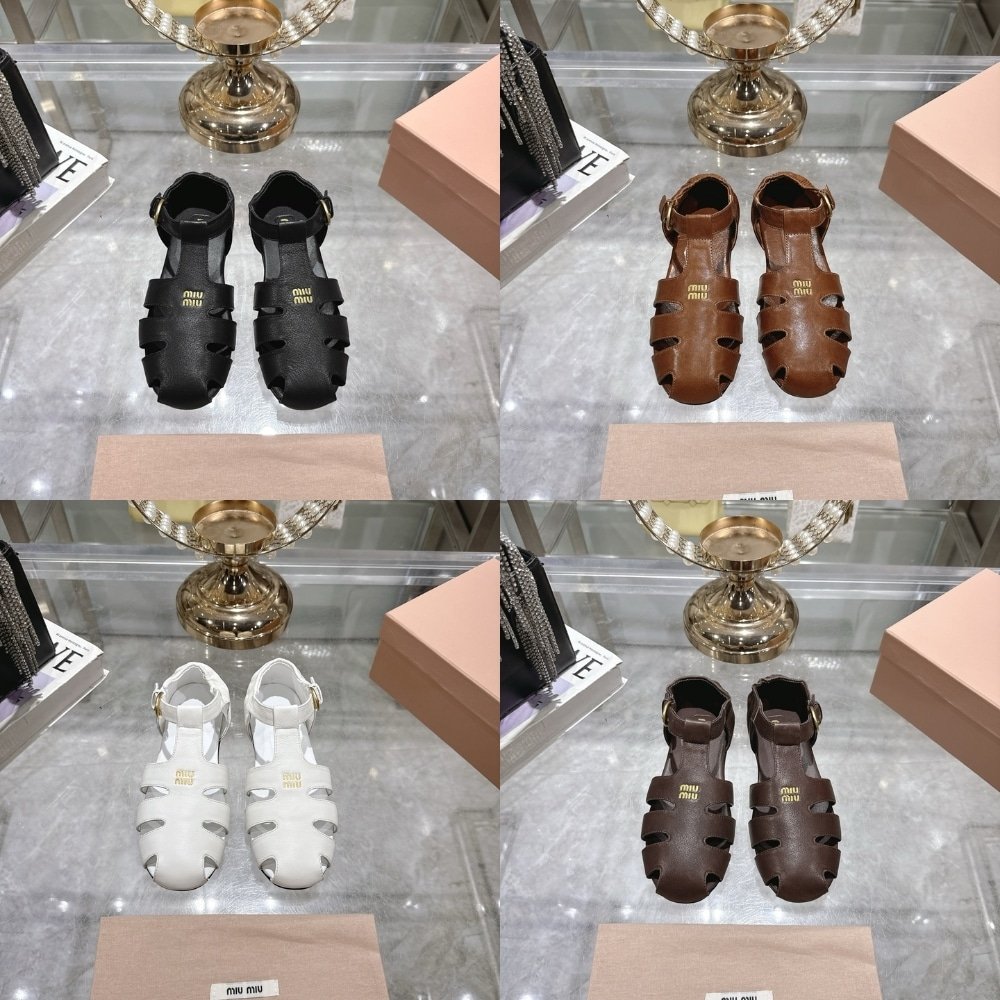 M1um1u Ruches Nappa Fisherman’s Sandals Oak 5E395E Efx F0316 F 005