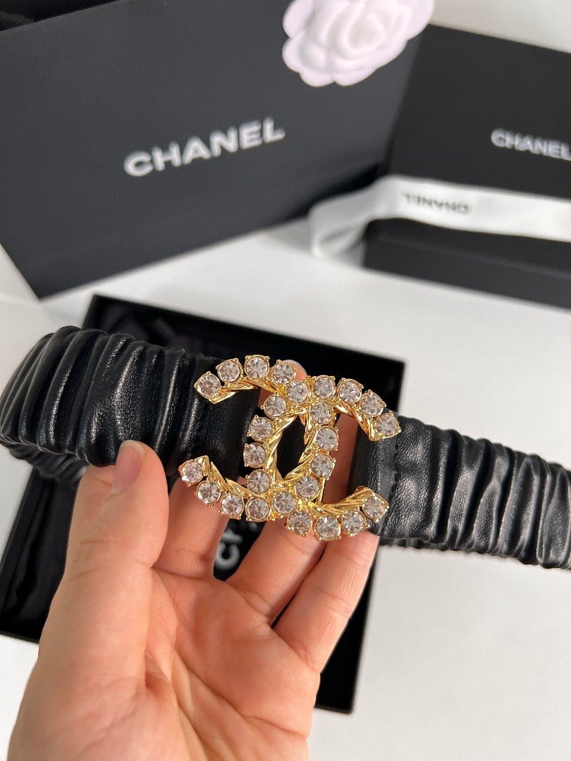 Ch**el Women’S Cc Gold Belt With Pearls 30Mm