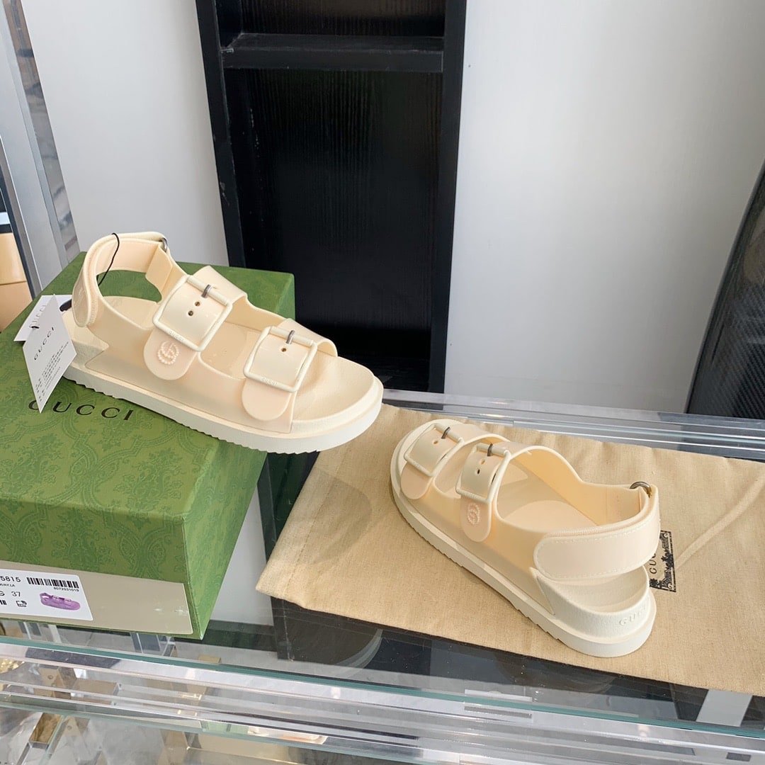 Gvc*1 Women’S Mini Double G Sandal Rubber Off White 660243 J8700 9050