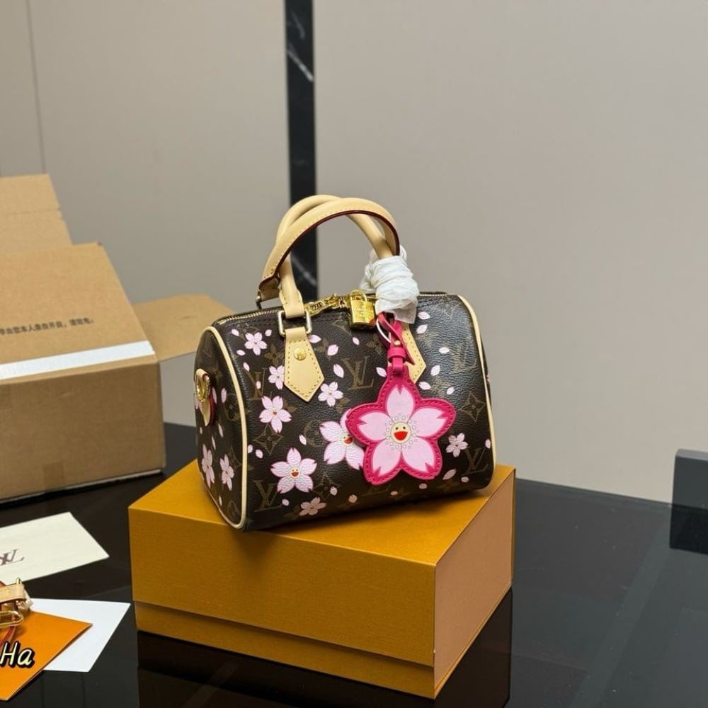 L0vis Vvtt0n X Murakami Speedy Bandoulière 25 Cherry Blossom Monogram Coated Canvas Sakura Brown 25Cm M14174