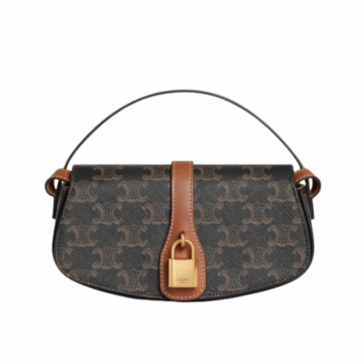 Ce1i*e Clutch On Strap Tabou In Triomphe Canvas And Calfskin Tan 20Cm 10I592Dq2 04Lu