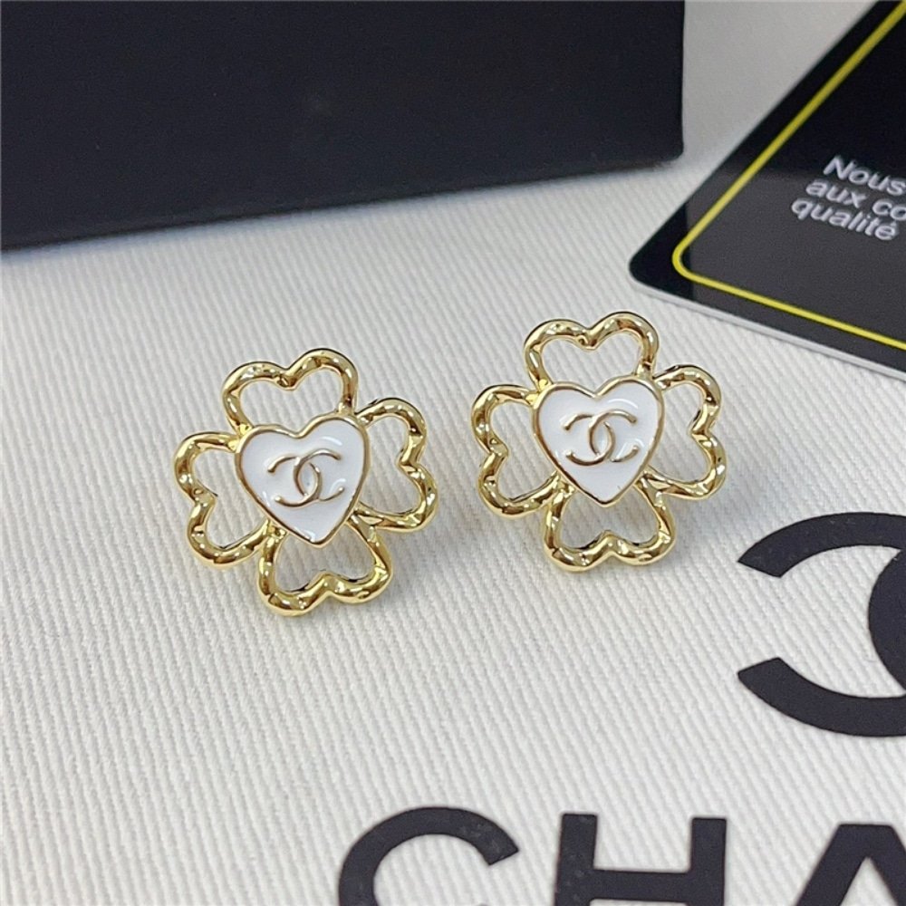 Ch**el Four Leaf Clover Heart Earrings Abf311 B19851 Nafgv