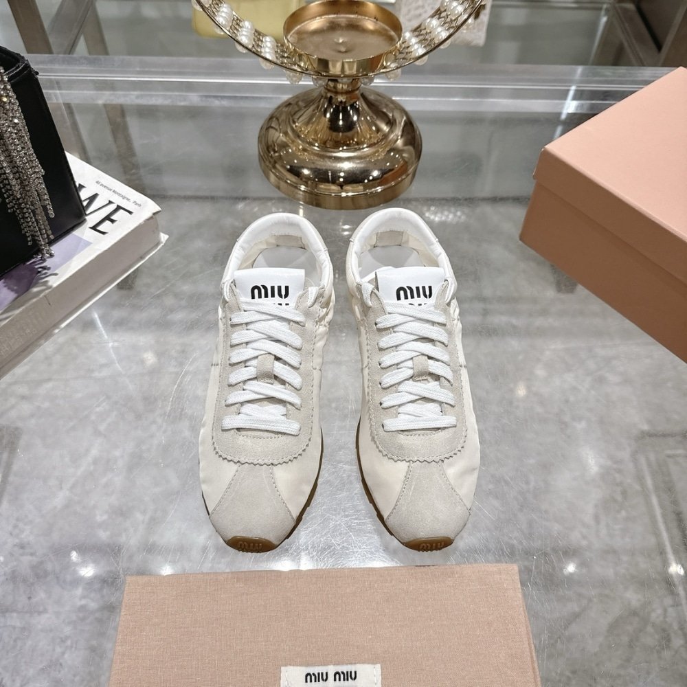 M1um1u Plume Suede Sneaker White 5E114E 054 F0009 F 005