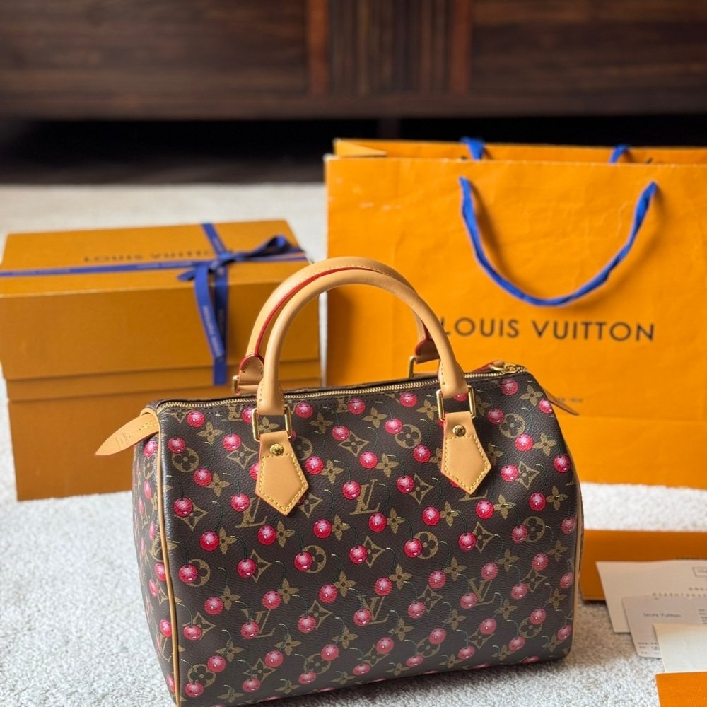 L0vis Vvtt0n X Takashi Murakami Monogram Cerise Speedy 25 Gold Hardware Brown 25Cm