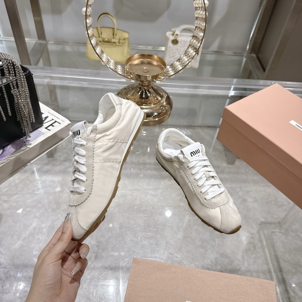 M1um1u Plume Suede Sneaker White 5E114E 054 F0009 F 005