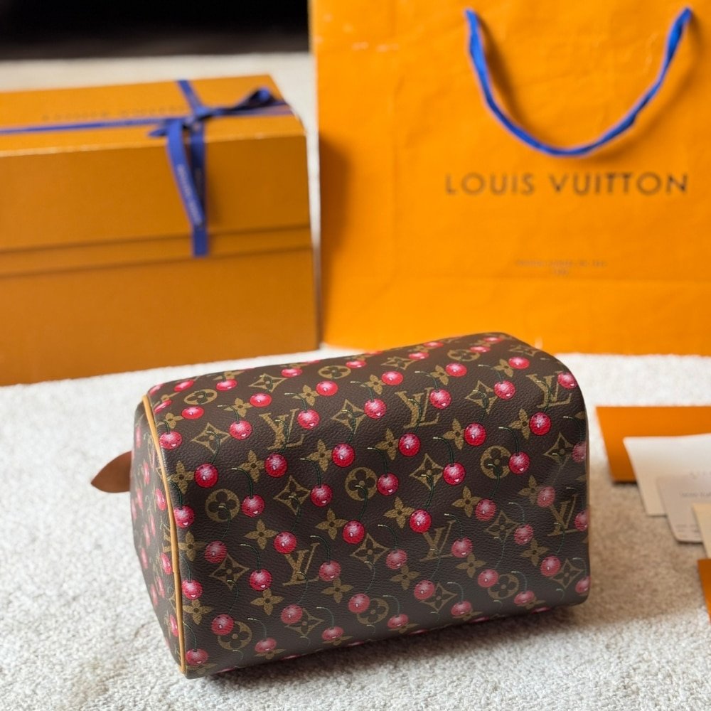 L0vis Vvtt0n X Takashi Murakami Monogram Cerise Speedy 25 Gold Hardware Brown 25Cm