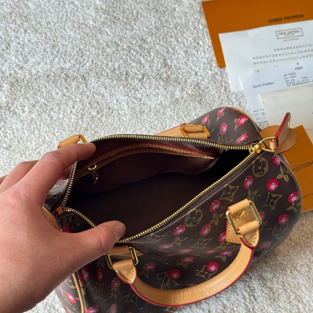 L0vis Vvtt0n X Takashi Murakami Monogram Cerise Speedy 25 Gold Hardware Brown 25Cm