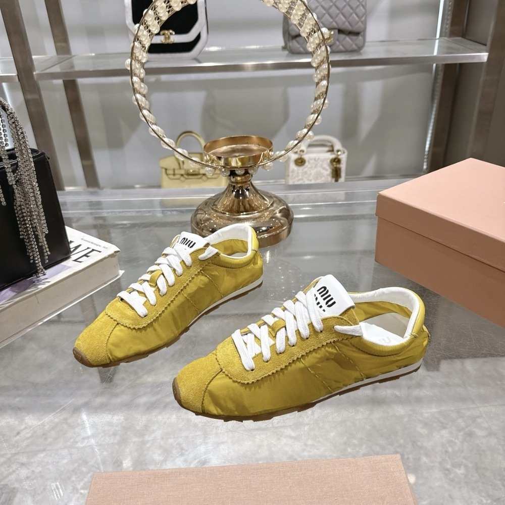 M1um1u Plume Suede Sneaker Yellow 5E114E 054 F0009 F 006