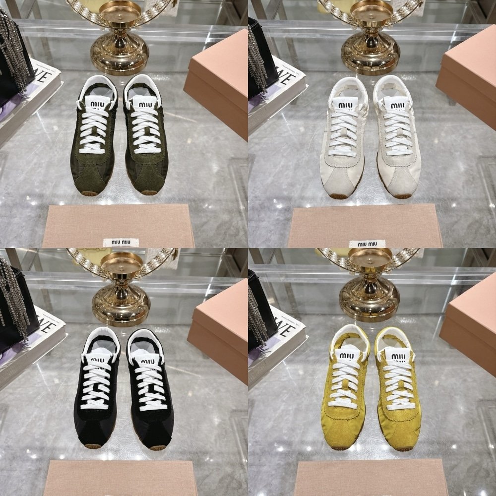 M1um1u Plume Suede Sneaker White 5E114E 054 F0009 F 005