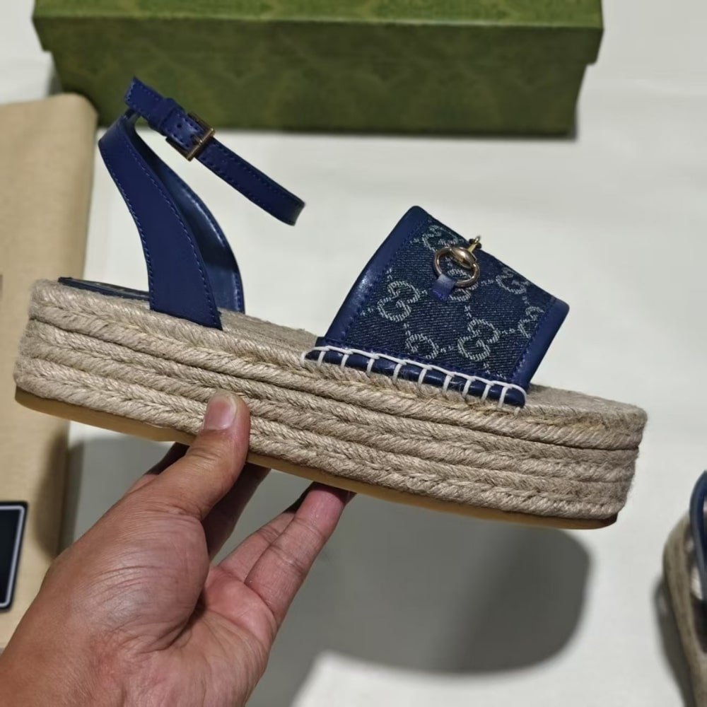 Gvc*1 Women’s Flatform Espadrille With Horsebit Dark Blue 817228 Fad9U 4246