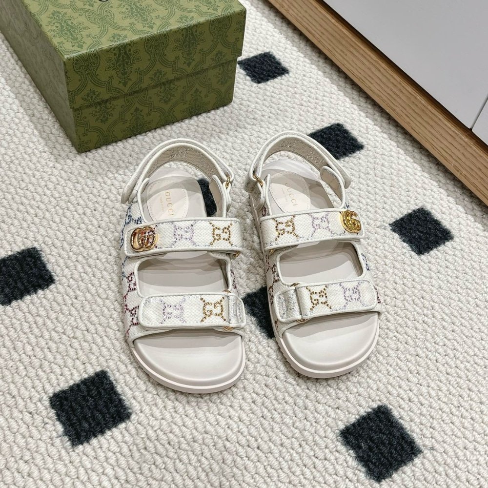 Gvc*1 Moritz Gg Monogram Sandals Beige Ebony 771575 G1730 9755