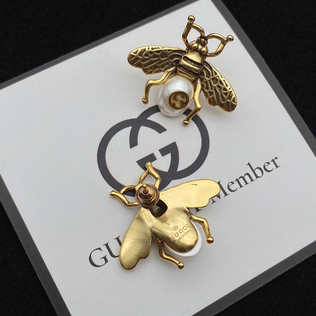 Gvc*1 Gg Bee Pearl Gold Earrings