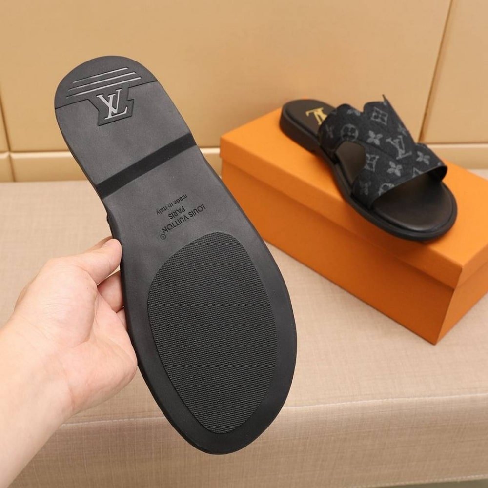 L0vis Vvtt0n Oasis Mule Monogram Denim Black 1Ac69B