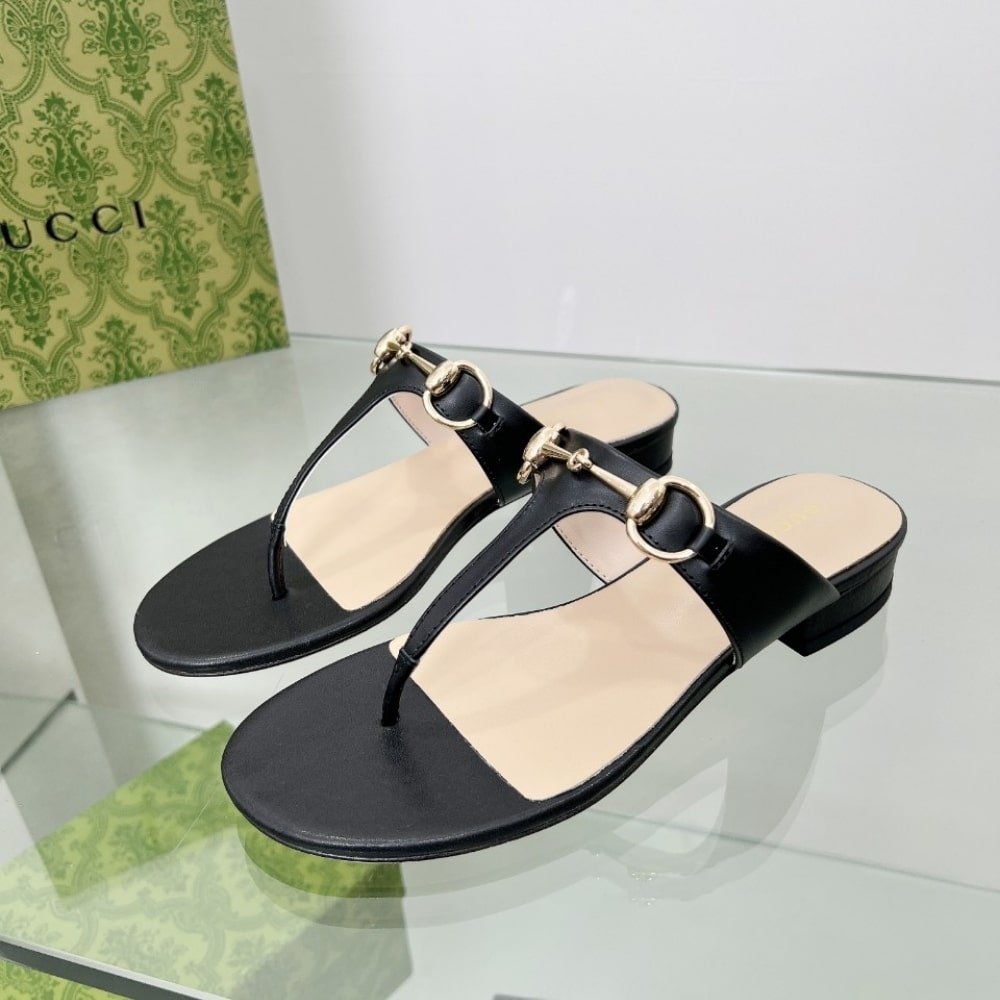 Gvc*1 Women’s Thong Sandal With Horsebit Black ‎‎816590 C9D00 1000
