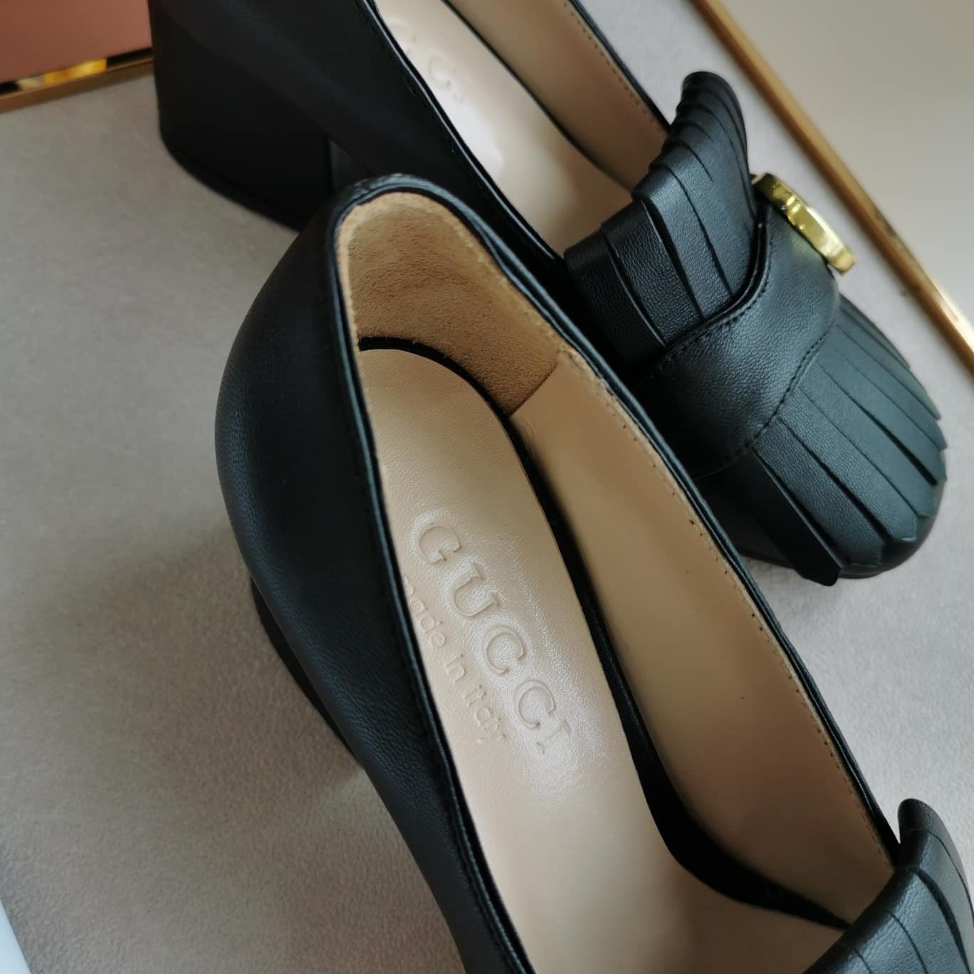 Gvc*1 Mid Heel Pump Leather Black 408208 C9D00 1000