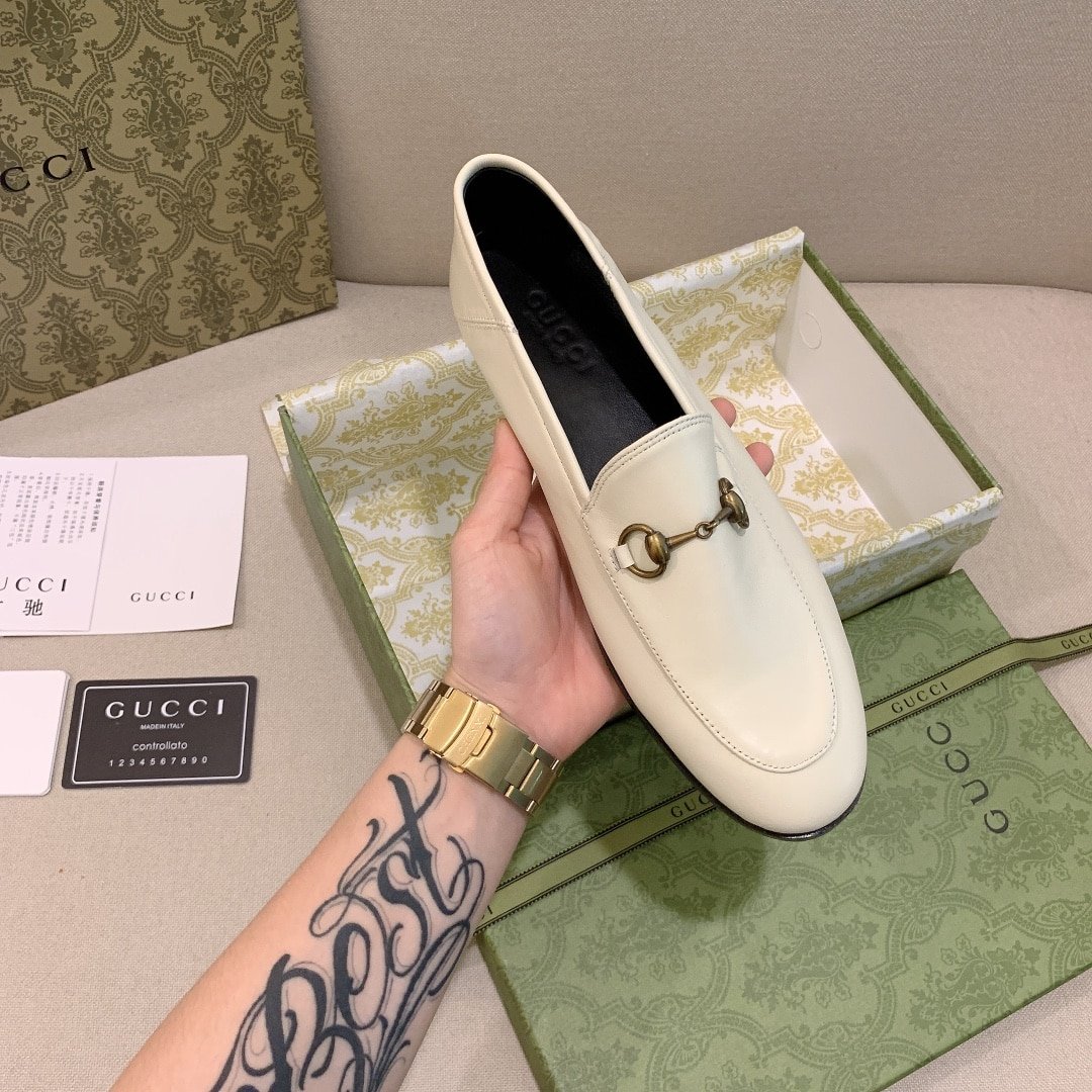 Gvc*1 Women’S Leather Horsebits Loafers White 414998 Dlc00 9022