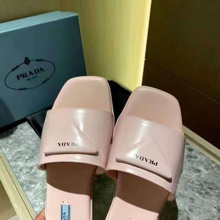 Pra*a Brushed Leather Slide In Pink