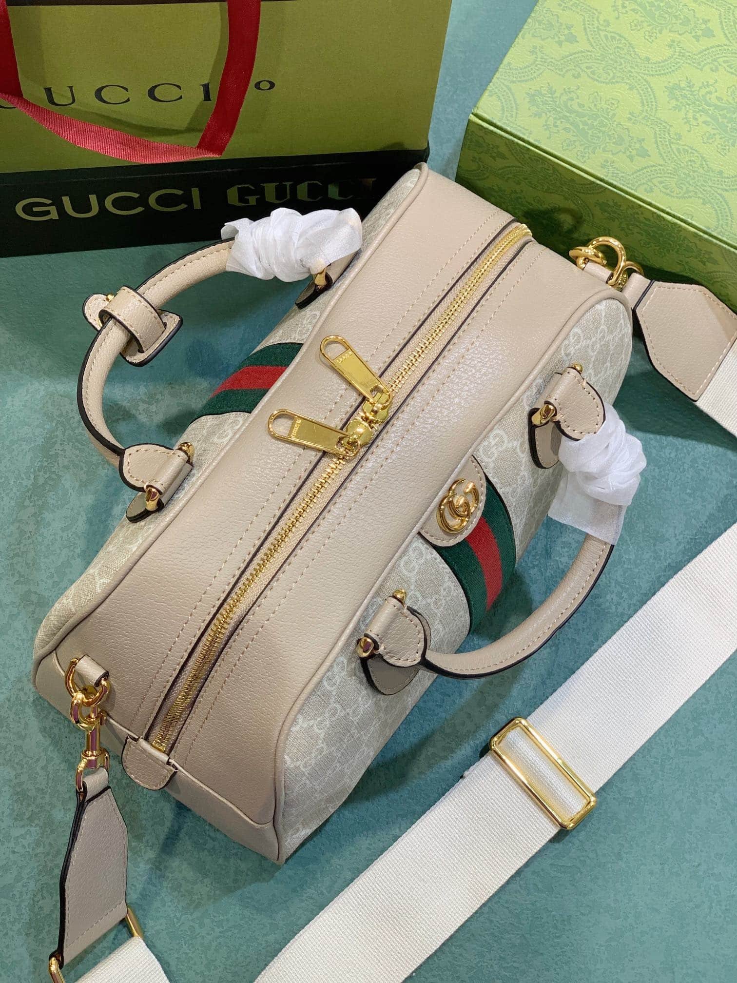 Gvc*1 Women’S Metallic Ophidia Gg Top Handle Bag Beige And White 32Cm 724606 Fabex 9642