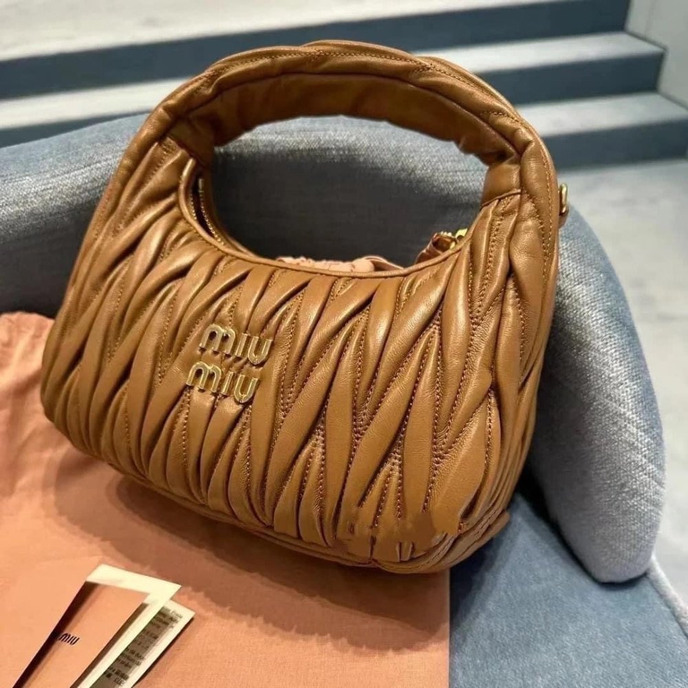 M1um1u Wander Matelassé Nappa Hobo Bag Caramel 23Cm 5Bc125 An88 F098L V Ooy