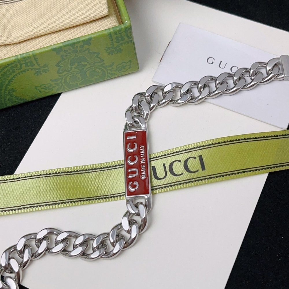 Gvc*1 Sterling Silver Logo Bracelet Red 814980 J8410 8166