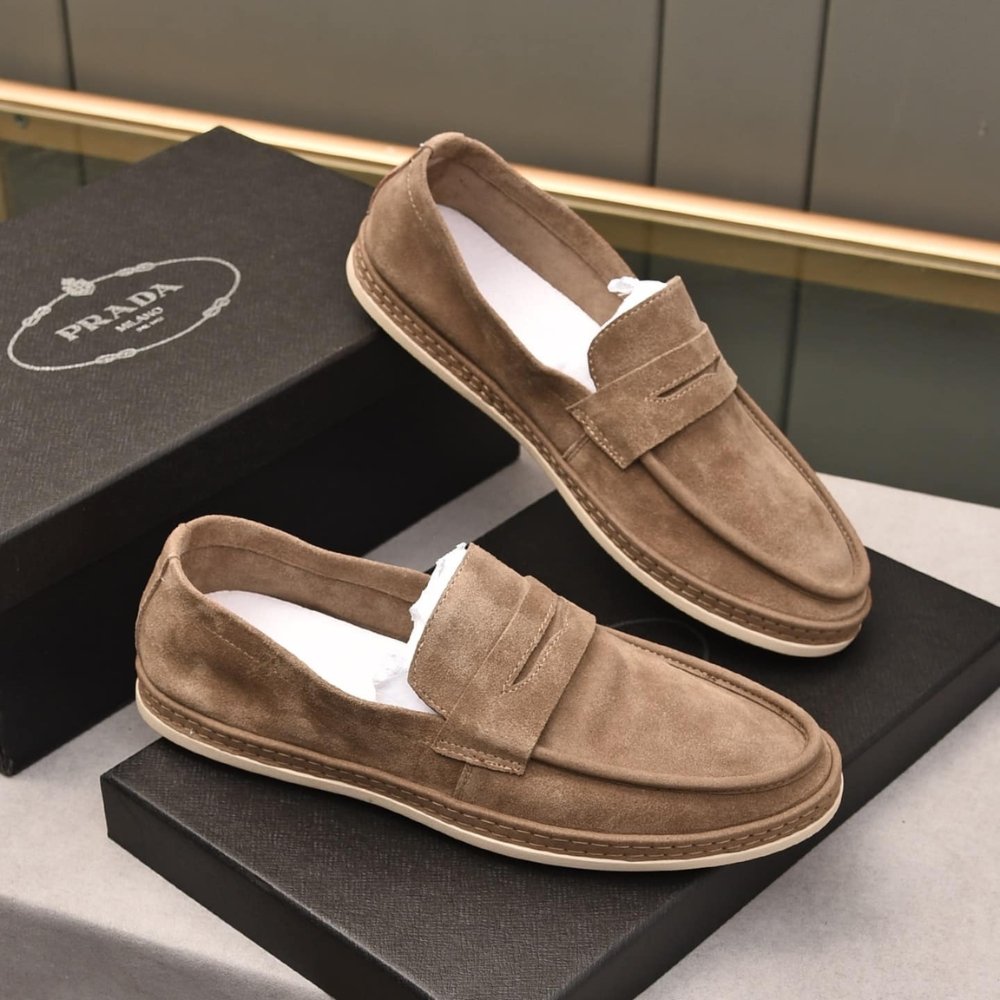 Pra*a Suede Loafers Leather Brown