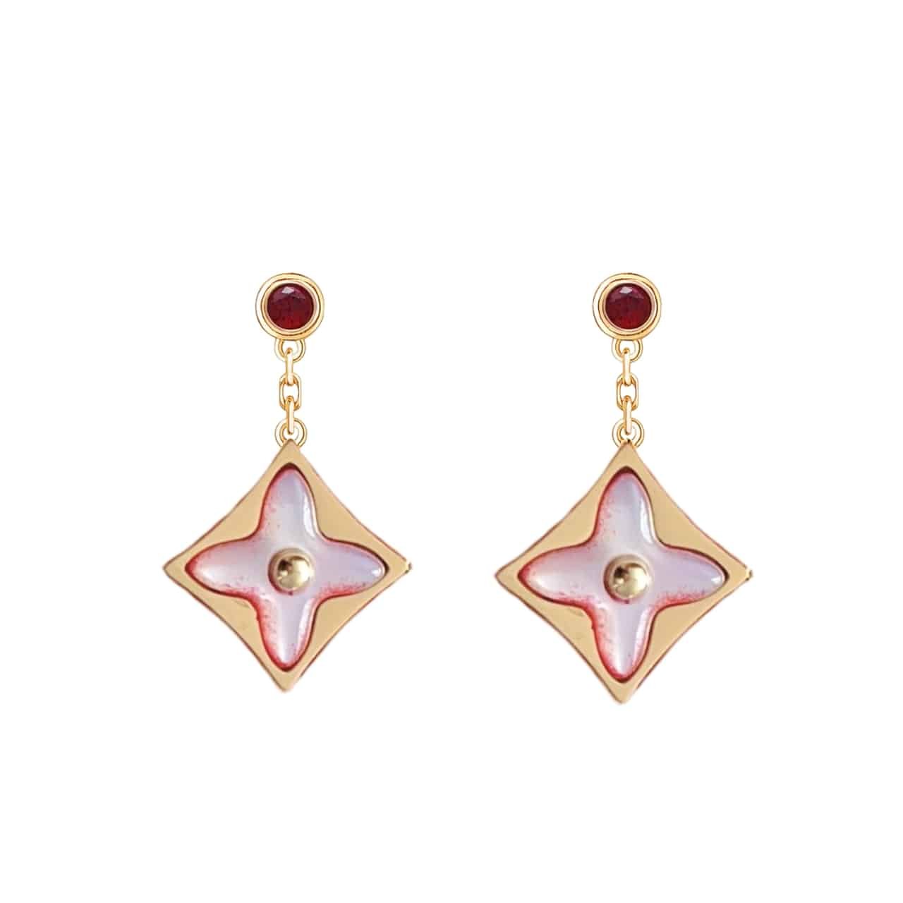L0vis Vvtt0n Color Blossom Bb Star Earrings Red Gold