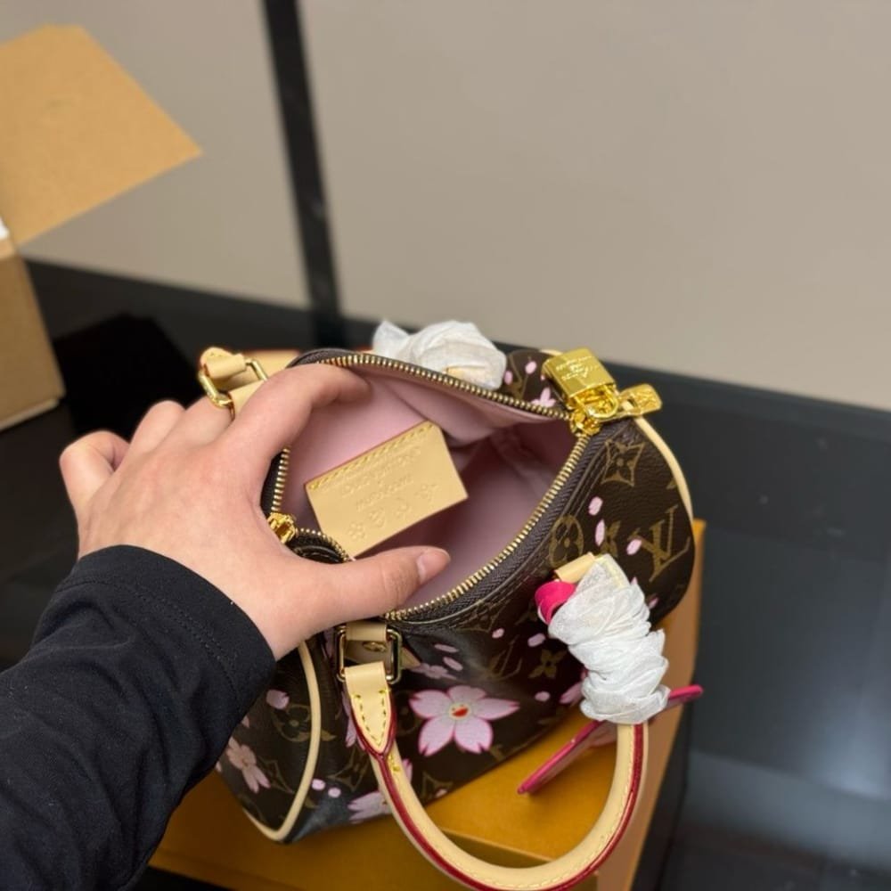 L0vis Vvtt0n X Murakami Speedy Bandoulière 25 Cherry Blossom Monogram Coated Canvas Sakura Brown 25Cm M14174