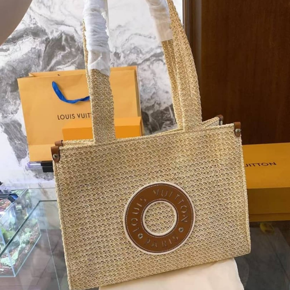 L0vis Vvtt0n Onthego MM Natural Raffia Tan 37Cm M24723