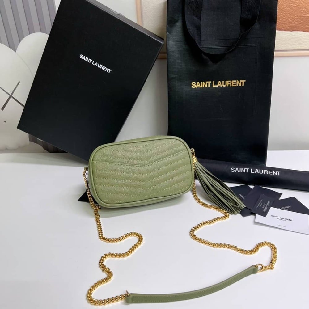 [S*per Vip 1:1] Sa1nt Lau*nt Mini Lou In Quilted Leather Green 19Cm 612579 1Gf01 3316
