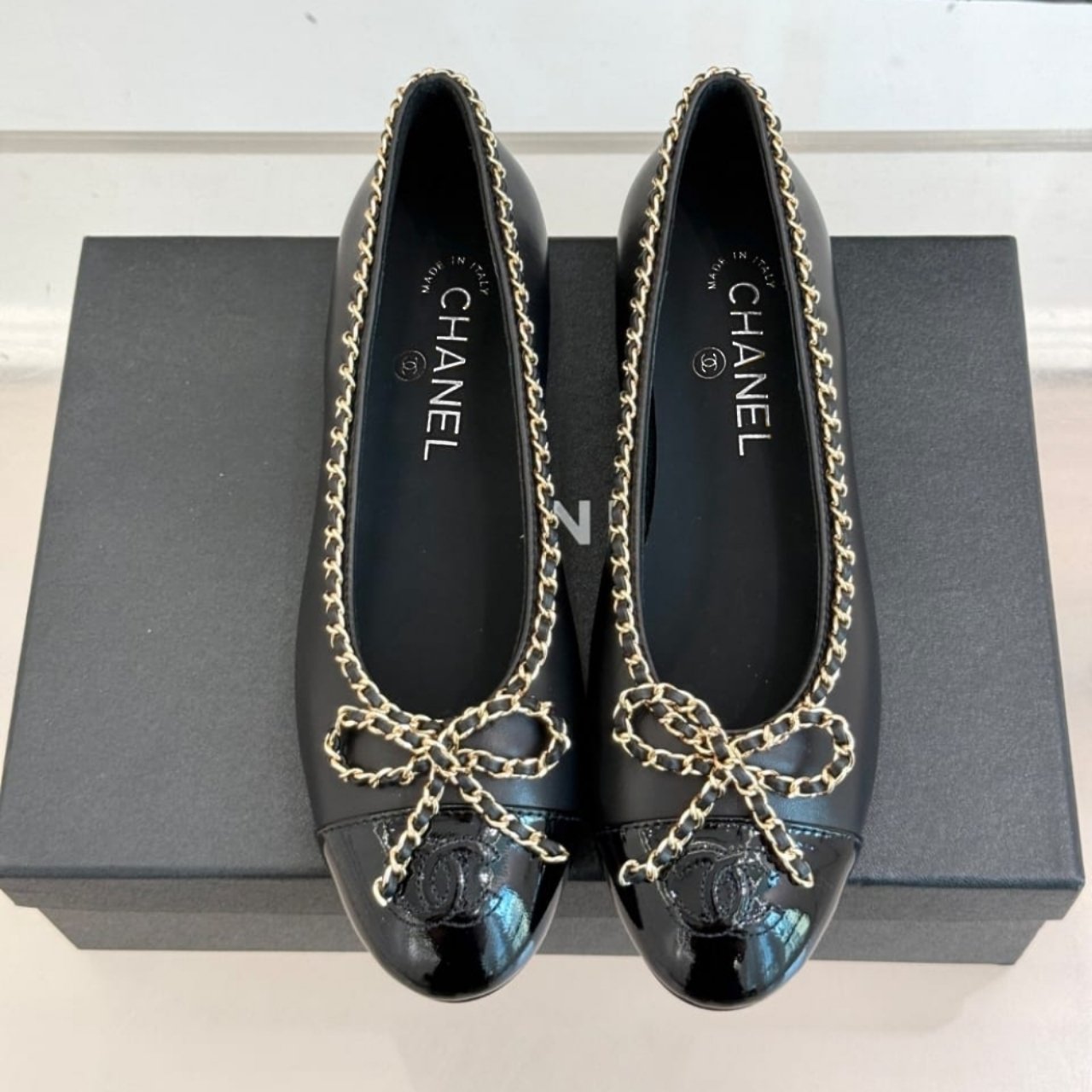Ch**el Ballet Flats Black Leather G46663 B21588 94305
