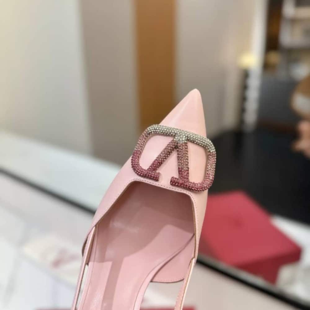 Va1e*ntin0 Garavani Vlogo Pointed Toe Slingback Pump Pink